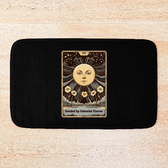 Vintage Tarot Card The Planet Bath Mats
