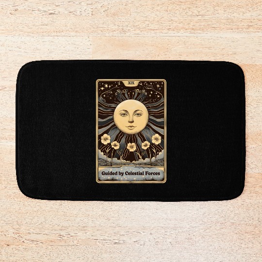 Vintage Tarot Card The Planet Bath Mats
