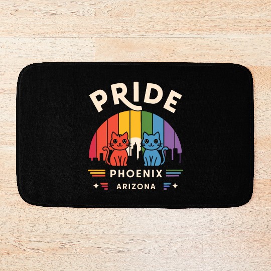 Pride of Phoenix City Arizonna USA Rainbow Flag Bath Mats