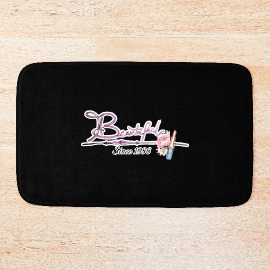 Beautiful since 1986 birthday typography Bath Mats