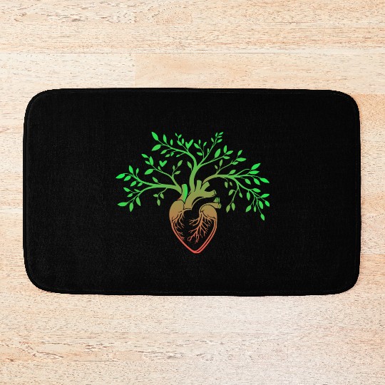 Nature-Inspired Anatomical Heart & Tree Design Bath Mats