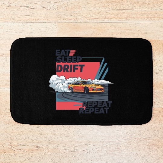 Eat Sleep Drift Repeat Bath Mats – Neon JDM Car Raci
