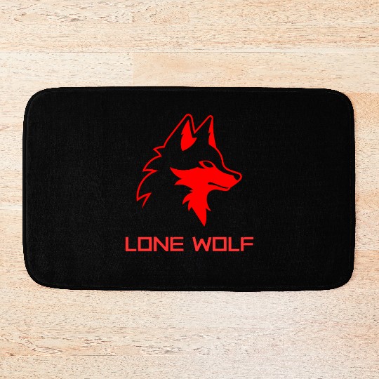 lone wolf red logo Bath Mats