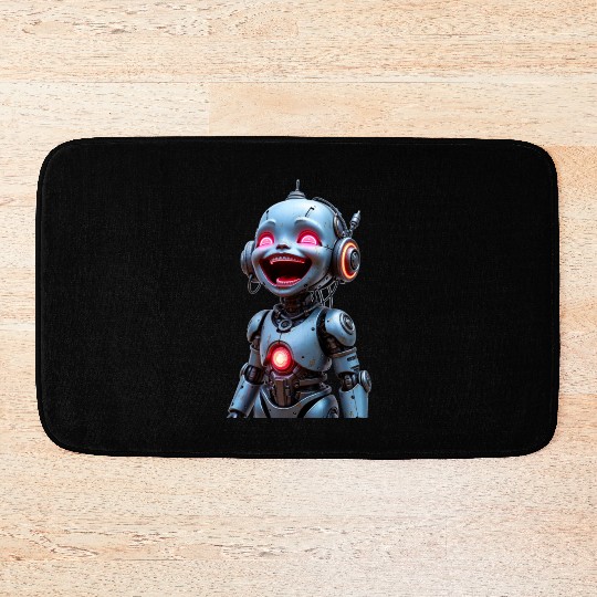 Scrap Metal Robot Baby huge smile Bath Mats
