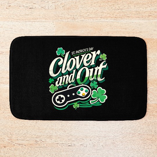 St. Patrick's Day Retro Gaming Clover And Out Bath Mats