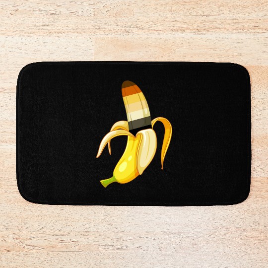 Gay Bear Pride Banana Funny LGBT Cartoon Bath Mats
