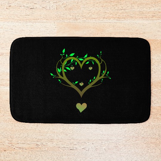 Nature Heart Tree | Green Love Botanical Art Bath Mats