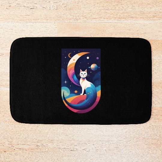 Celestial Cosmic Cat Bath Mats