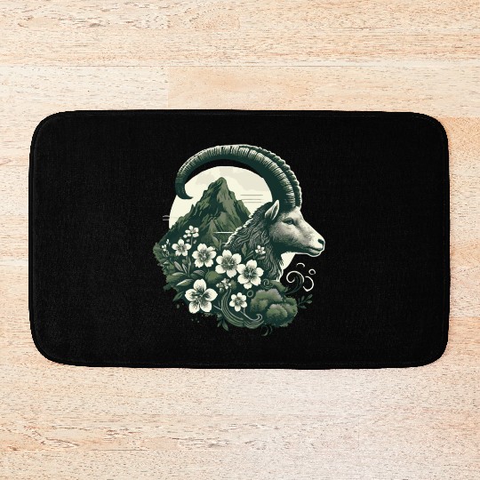 Capricorn Zodiac Sign - Mountain Goat Astrology Bath Mats