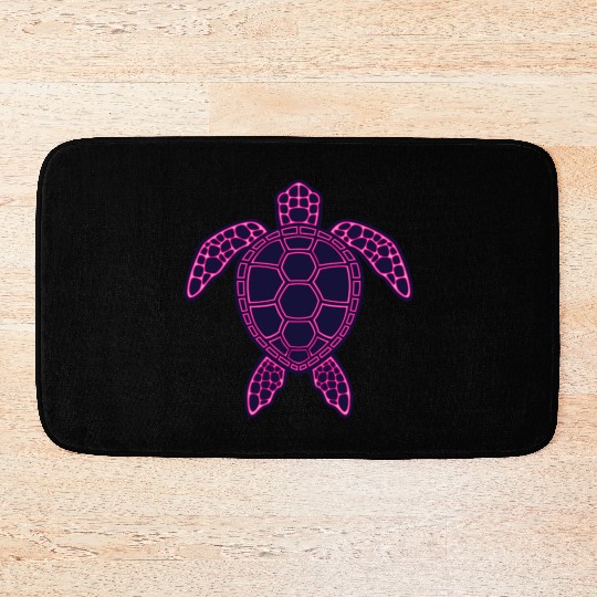 Hot Pink Neon Lava Sea Turtle Design Bath Mats