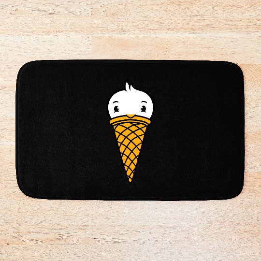 Bird Ice Cream Waffle Scoops Summer Yummy eating Bath Mats