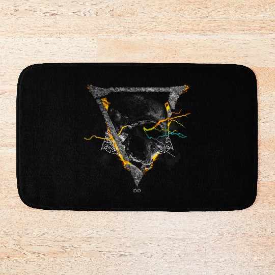 Skull Triangle Fire Bath Mats | Psychedelic Rock dark