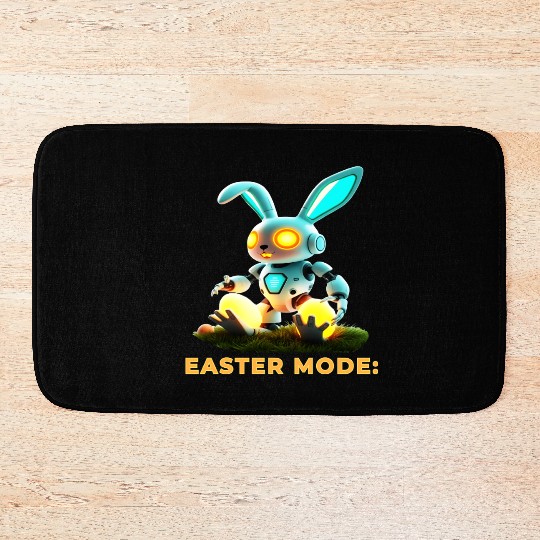 Easter Mode Activated - Robot Bunny Bath Mats