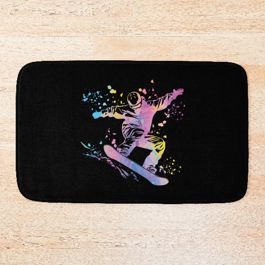 Snowboarder Snowboard Snowboarding Bath Mats