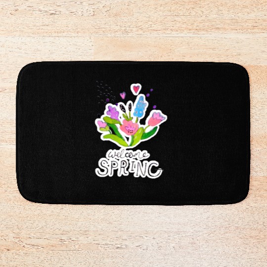 Spring qoute flower illustration Bath Mats