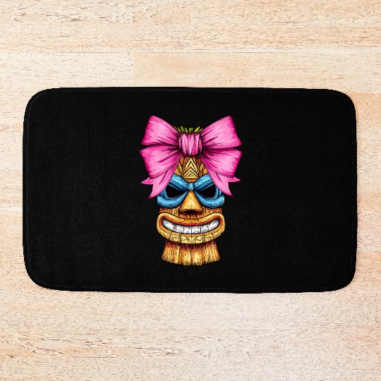 Coquette Bow Tiki Luau Hawaiian Hawaii Tiki Mask Bath Mats