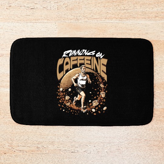 Marathon Marathoner Running On Caffeine Bath Mats