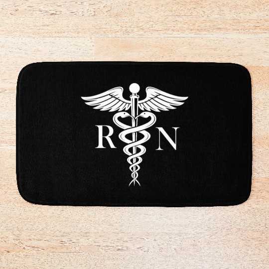 Rn Nurse Caduceus Medical Symbol Nursing Logo Bath Mats
