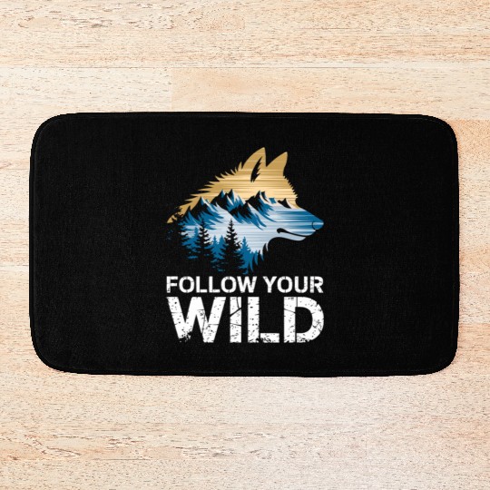 Follow Your Wild Adventure Mountain Wolf Bath Mats