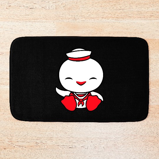 Duck sailor sailor hat waving happily fisherman Bath Mats