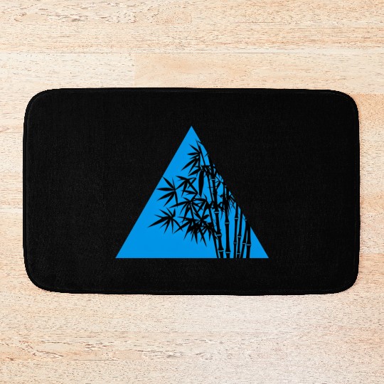 A Blue Triangle and Bamboo Bath Mats