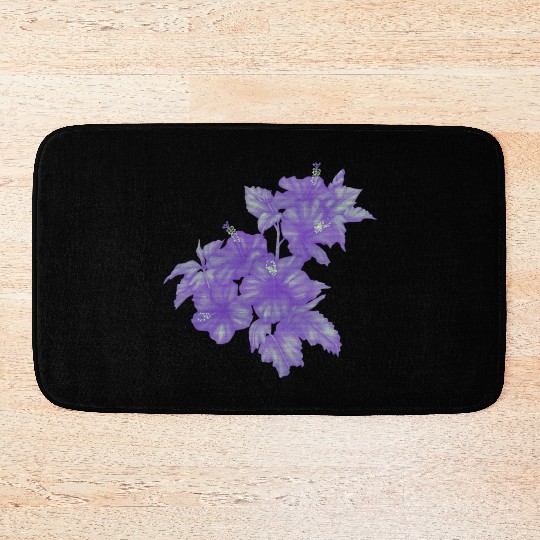 vintage hibiscus flowers Bath Mats
