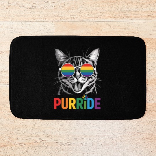 Purride Cat Gay Lesbian Rainbow LGBTQ Ally Pride Bath Mats
