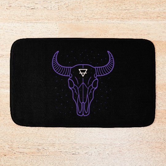 Earth Symbol Bull Skull | Mystic Minimal Art Bath Mats