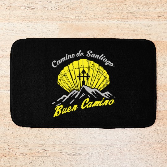 Way of St. James Buen Camino pilgrim shell Bath Mats
