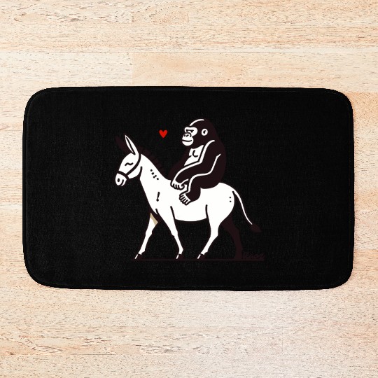 Gorilla Riding Donkey with Heart Bath Mats