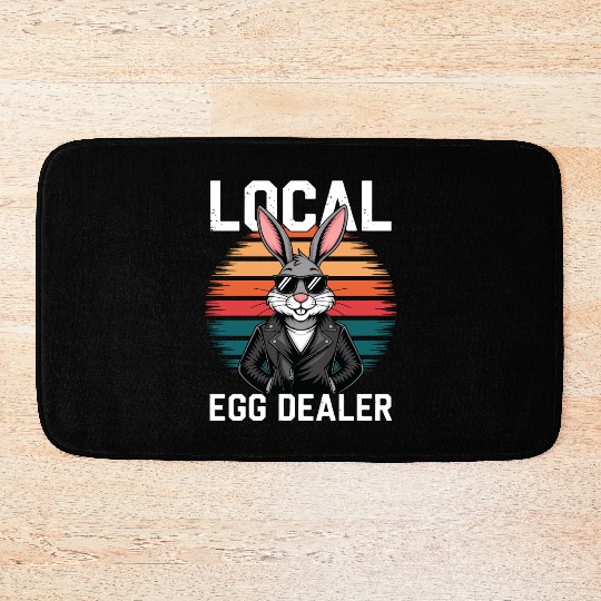 Retro Local Egg Dealer Easter Bunny Easter Sunday Bath Mats