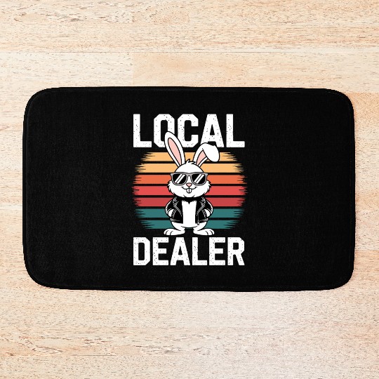 Local Egg Dealer Easter Bunny Retro Egg Farmer Bath Mats