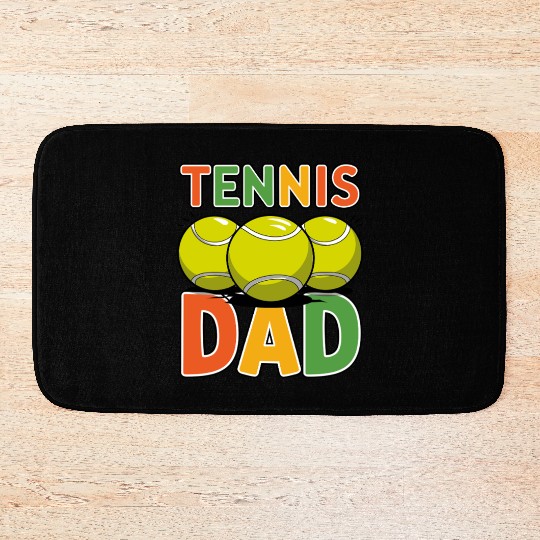 Tennis Dad Enthusiast With Tennis Balls Fun Bath Mats