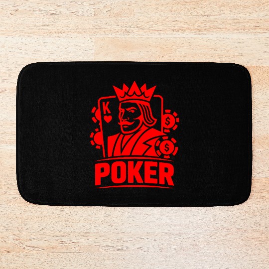 Poker King of Hearts Design Vector One Color Bath Mats