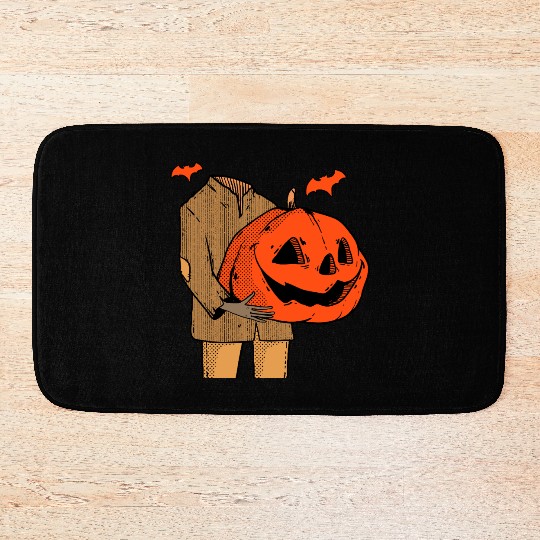 Scary Spooky Jack O Lantern Face Pumpkin Men Boys Bath Mats