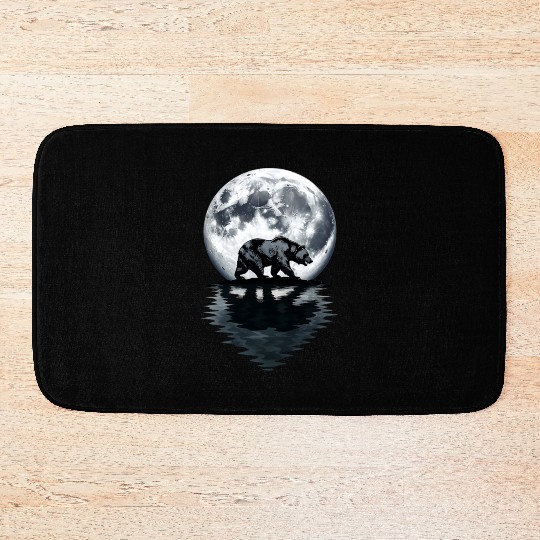 Bear Silhouette Under Full Moon – Wilderness Wildl Bath Mats