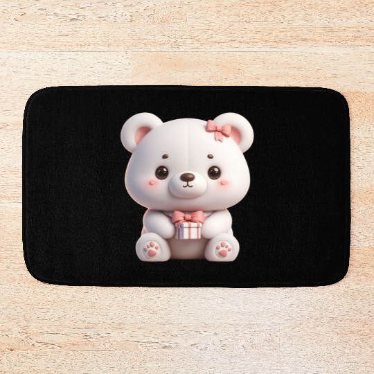 Sweet Teddy Bear and Gift Box Bath Mats