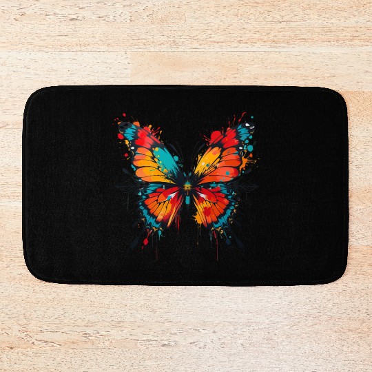 Vibrant Tribal Butterfly Explosion Bath Mats