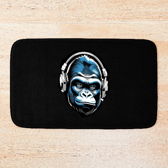 Urban Gorilla with Headphones Art Bath Mats