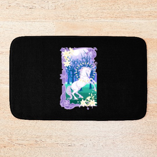 Unicorn fantasy lilac moon Bath Mats