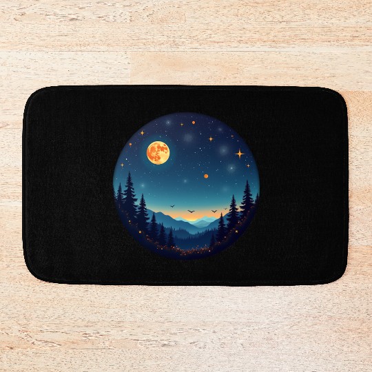Starry Night Mountain Bath Mats