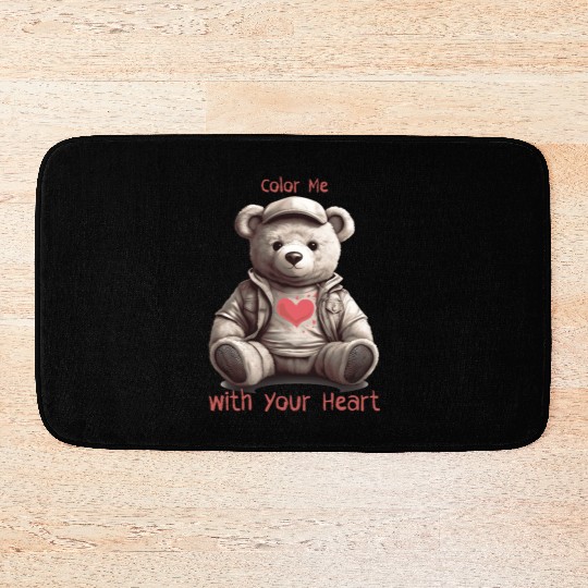 teddy bear - color me with your heart Bath Mats