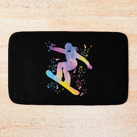 Snowboarder Snowboard Snowboarding Bath Mats
