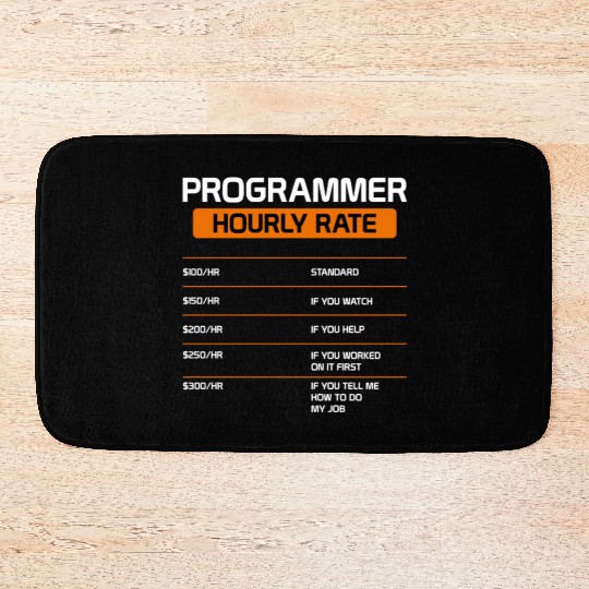 Programmer Hourly Rate Funny Computer Science Bath Mats