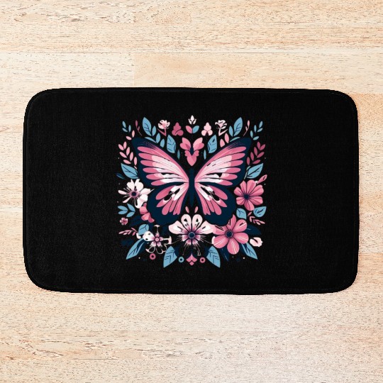 The butterfly is alive and expresses eternal beaut Bath Mats