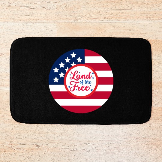 American Flag Design with Patriotic Quote Bath Mats