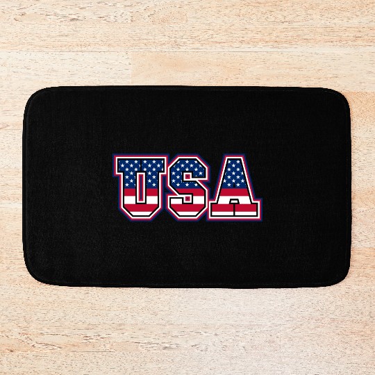 USA Letters with American Flag Pattern Bath Mats