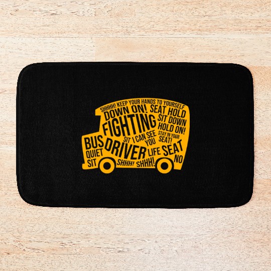 School Bus Driver Funny Yellow Bus Bath Mats