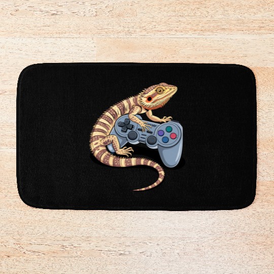 Video Gaming Gamer Pogona Reptile Bearded Dragon Bath Mats