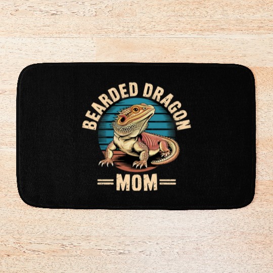 Retro Pogona Reptile Herpetology Mom Bearded Bath Mats